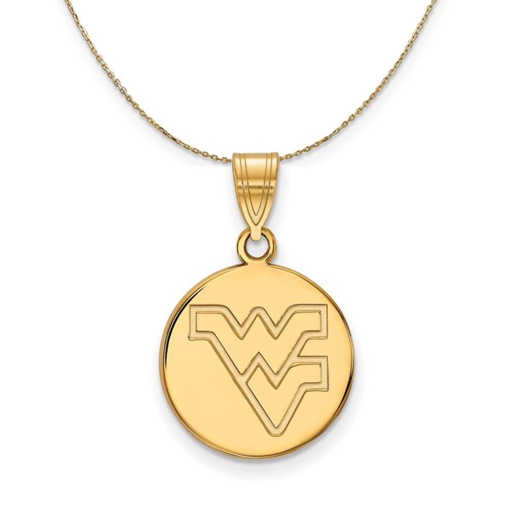 14k Yellow Gold West Virginia U. Md 'WV' Disc Necklace - 16 Inch